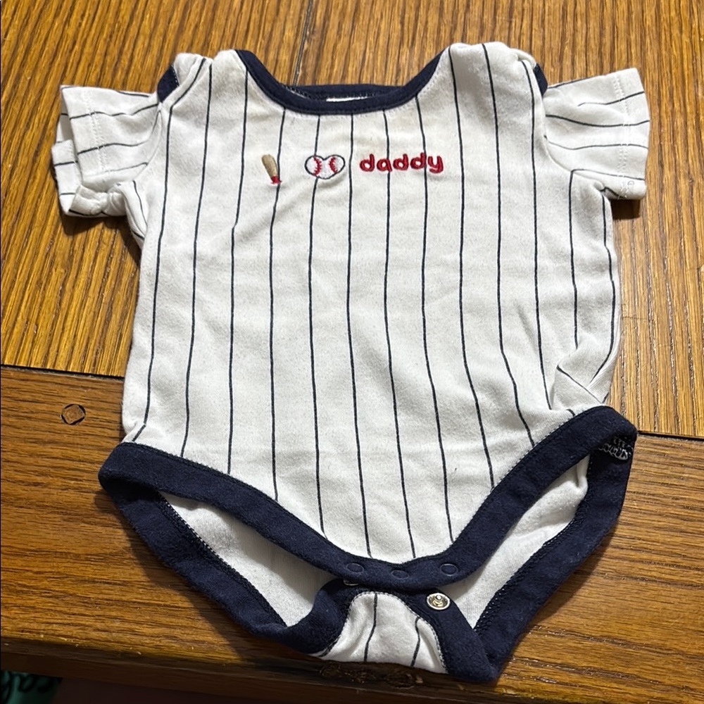 Striped Baby Onesie with 'I Love Daddy' Embroidery